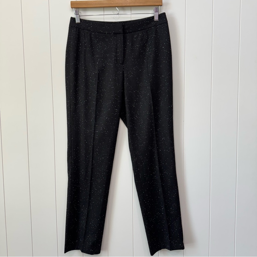 Lafayette 148 Wool Blend Mid Rise Barrow Dress Pants Trousers Black Speckled 8